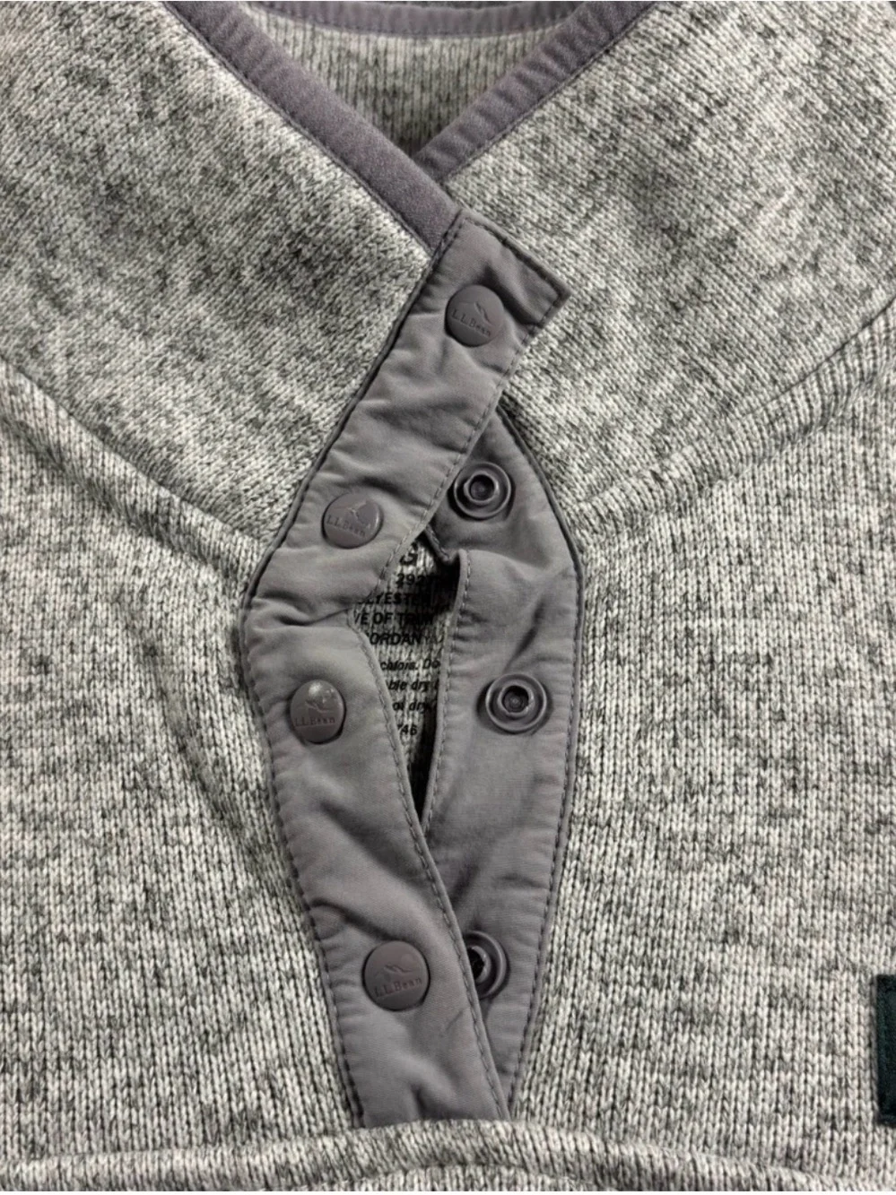 L.L. Bean Light Heather Gray Quarter-Snap Fleece Pullover